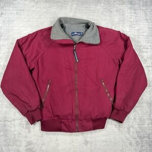 Sportsmaster Bomber Jacket Womens Small Vtg Burgundy Fleece Lined Made In USA